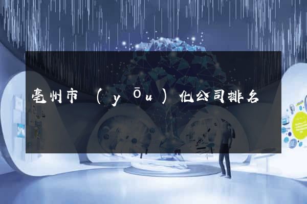 亳州市優(yōu)化公司排名