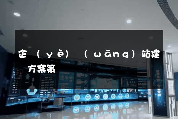 企業(yè)網(wǎng)站建設方案策劃書