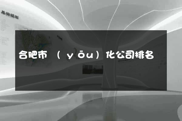 合肥市優(yōu)化公司排名