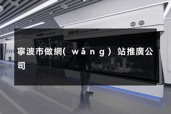 寧波市做網(wǎng)站推廣公司