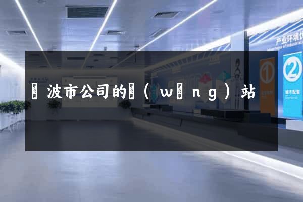 寧波市公司的網(wǎng)站