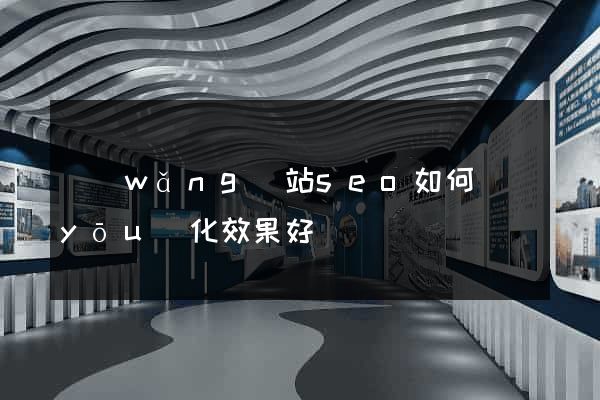 網(wǎng)站seo如何優(yōu)化效果好