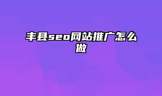 豐縣seo網(wǎng)站推廣怎么做