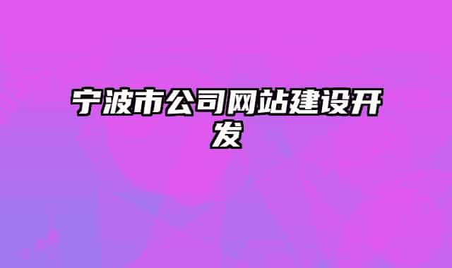 寧波市公司網(wǎng)站建設開發(fā)