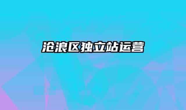 滄浪區(qū)獨(dú)立站運(yùn)營(yíng)