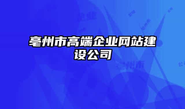 亳州市高端企業(yè)網(wǎng)站建設公司