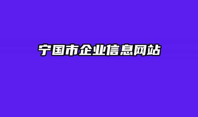 寧國市企業(yè)信息網(wǎng)站