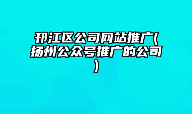 邗江區(qū)公司網(wǎng)站推廣(揚(yáng)州公眾號推廣的公司)